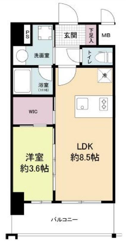 リヴェント福島(1LDK/9階)の間取り写真