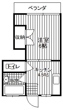 ＪＲ常磐線 金町駅 徒歩6分 2階建 築39年(1K/1階)の間取り写真