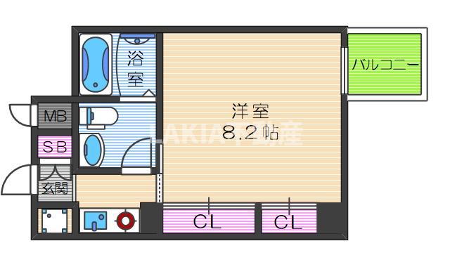 メゾン夕陽ヶ丘(1K/7階)の間取り写真