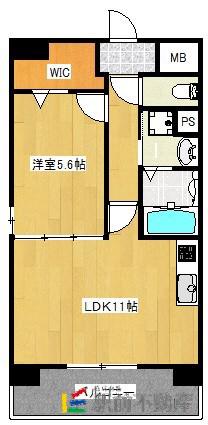カサグランデ本町(1LDK/1階)の間取り写真