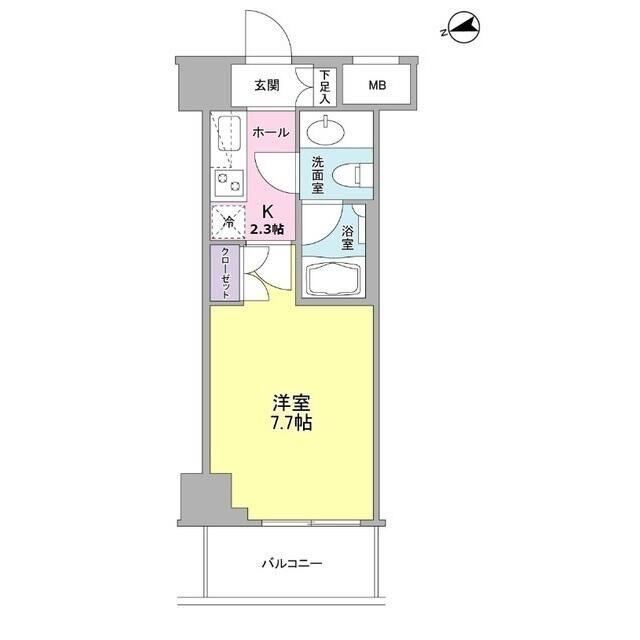 コンフォリア東中野DEUX(1K/5階)の間取り写真