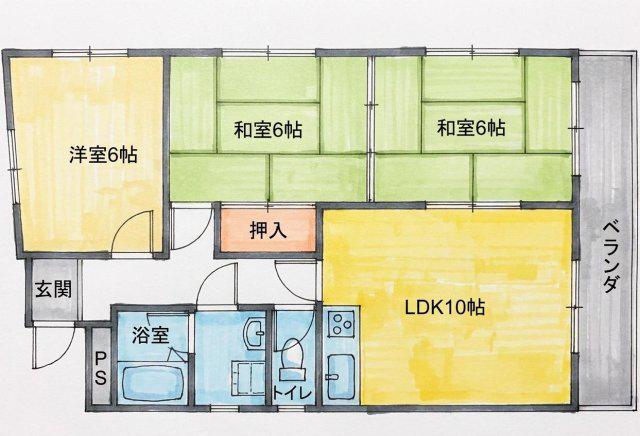 グリーンアイル(3LDK/3階)の間取り写真