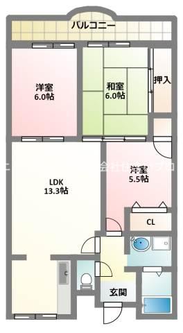 マンション新屋(3LDK/3階)の間取り写真