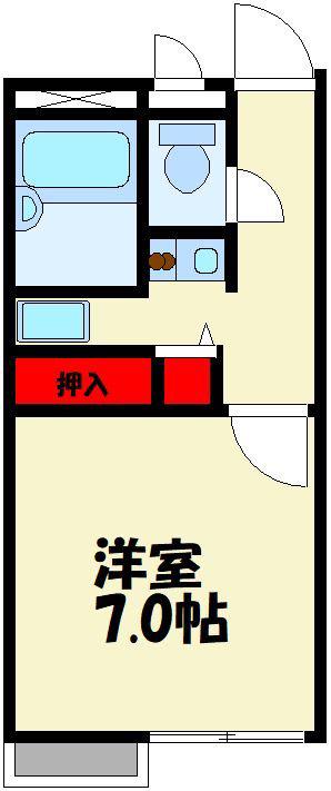 レオパレスウイング(1K/1階)の間取り写真