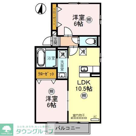 エターナヴィレッジ A/B(2LDK/2階)の間取り写真