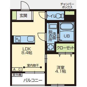 DEMEURE内丸(1LDK/1階)の間取り写真