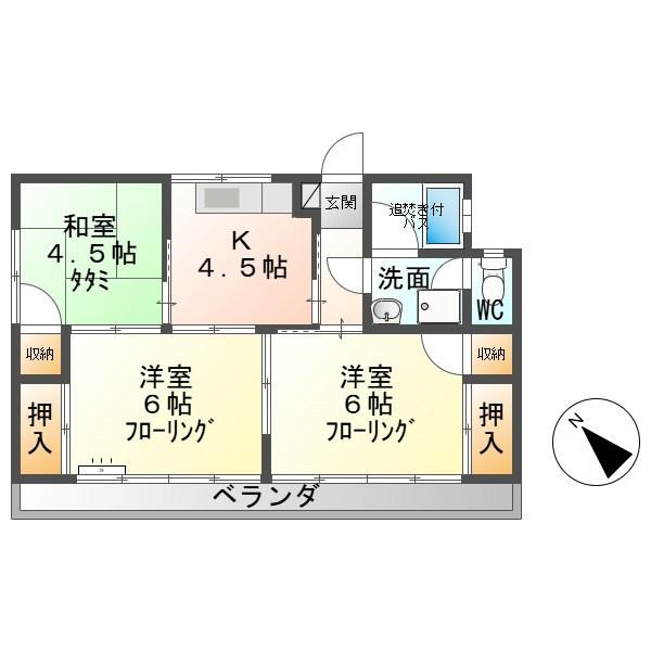 コーポ堀(3K/2階)の間取り写真