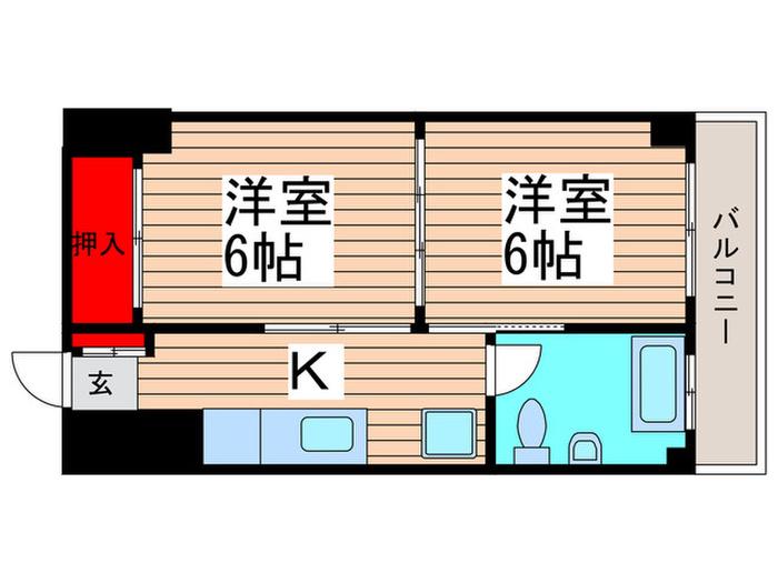 第二山本ビル(2K/5階)の間取り写真
