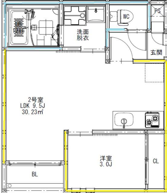 GRANDTIC エスポワール(1LDK/1階)の間取り写真