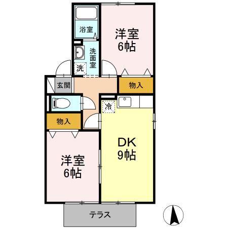 クレール上今井(2DK/1階)の間取り写真