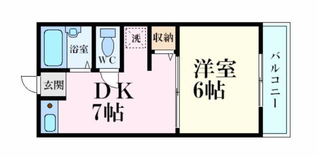 インタービレッジ三条(1DK/5階)の間取り写真