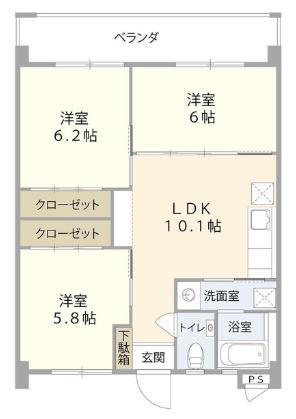 ラ・ポール(3LDK/2階)の間取り写真