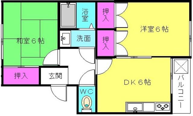 ペイズリーハイツ(2DK/2階)の間取り写真