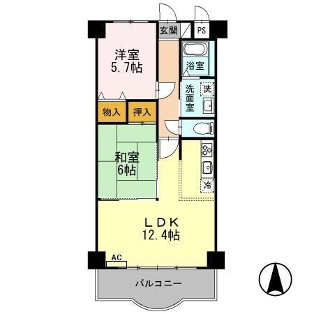 アンビシャス(2LDK/2階)の間取り写真