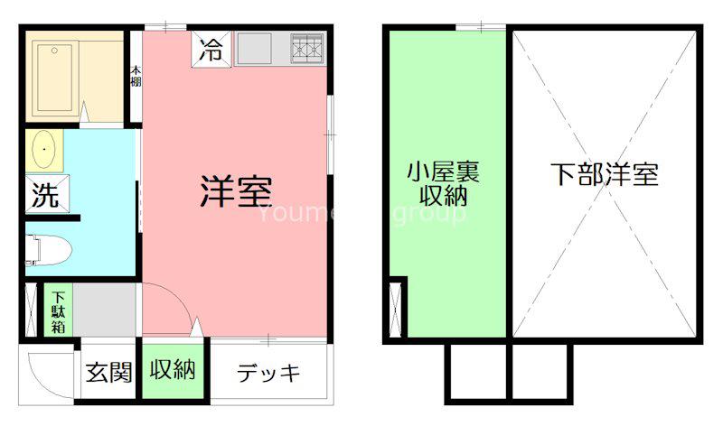 LIFESHIP B棟(ワンルーム/1階)の間取り写真
