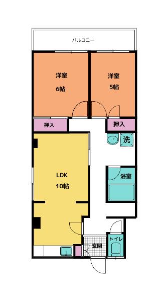 福原富士見第2ビル(2LDK/1階)の間取り写真