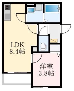 AND TERRACE 北野田(1LDK/3階)の間取り写真