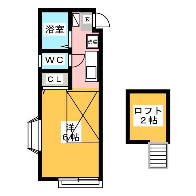 カーサドマーニ(ワンルーム/2階)の間取り写真