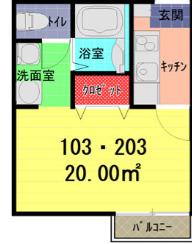 アークプレイス上尾春日(1K/1階)の間取り写真