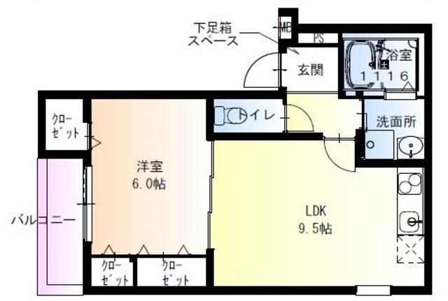 フジパレス堺三国ヶ丘III番館(1LDK/1階)の間取り写真