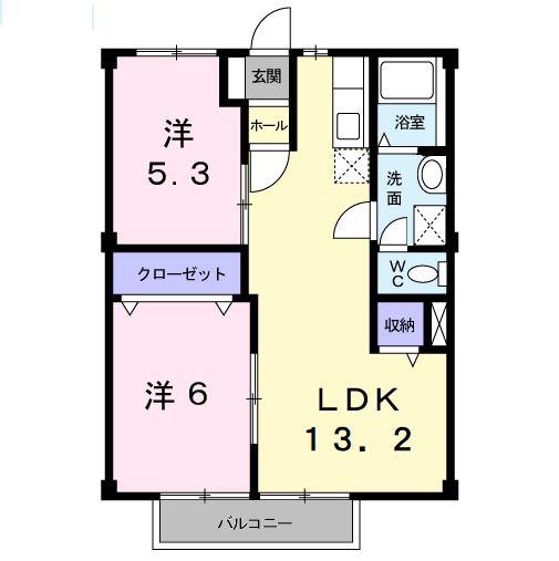 メゾンベルウッド(2LDK/1階)の間取り写真