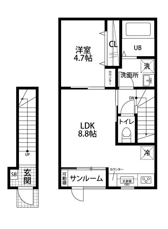LOTUS小針I(1LDK/2階)の間取り写真