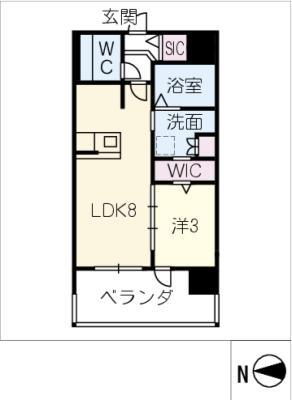 サンパーク上前津 II(1LDK/3階)の間取り写真
