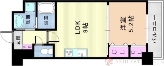 ハーヴェスト江坂(1LDK/1階)の間取り写真