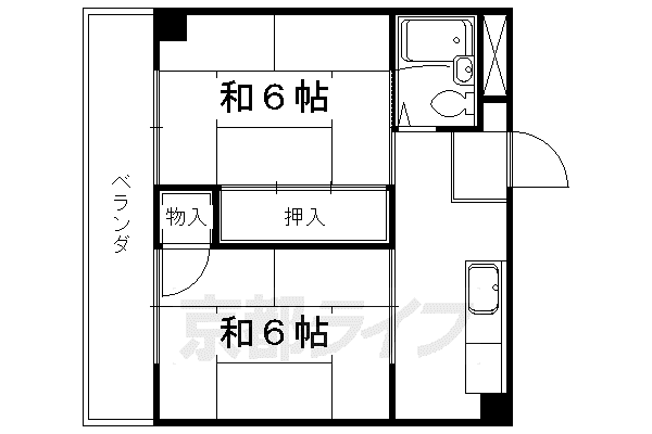 山口マンション(2K/2階)の間取り写真