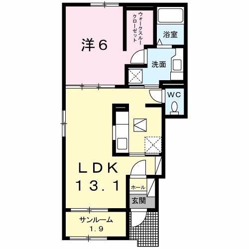 エクセレント寺町(1LDK/1階)の間取り写真