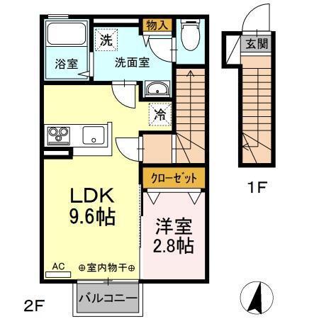 THE海津(1LDK/2階)の間取り写真