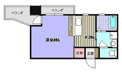 レジデンシア西町(1K/4階)の間取り写真