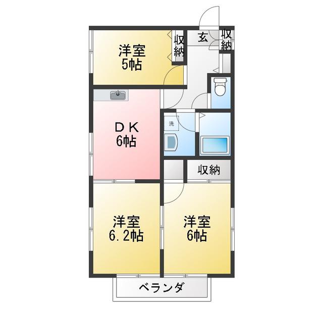 サニーハイム(3DK/2階)の間取り写真