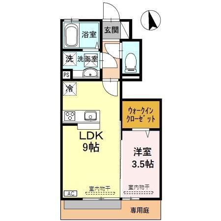 RUSCELLIA(1LDK/1階)の間取り写真