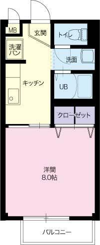サープラスKおおさわ(1K/2階)の間取り写真