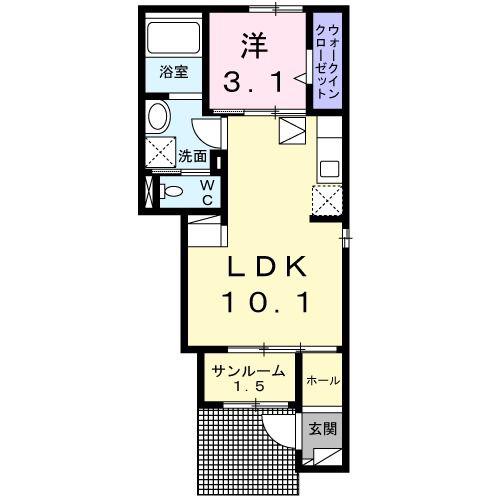 エスポワールユーK(1LDK/1階)の間取り写真