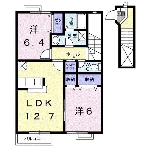 プロメナーデ名草(2LDK/2階)の間取り写真