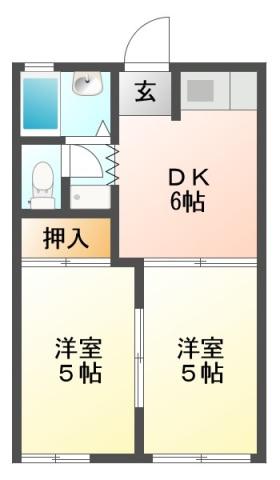 ファリーヌ井柳B(2DK/1階)の間取り写真