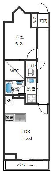 ベルジューレ越谷(1LDK/2階)の間取り写真