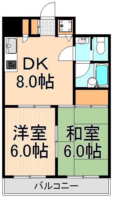 モア・ウィング(2DK/3階)の間取り写真