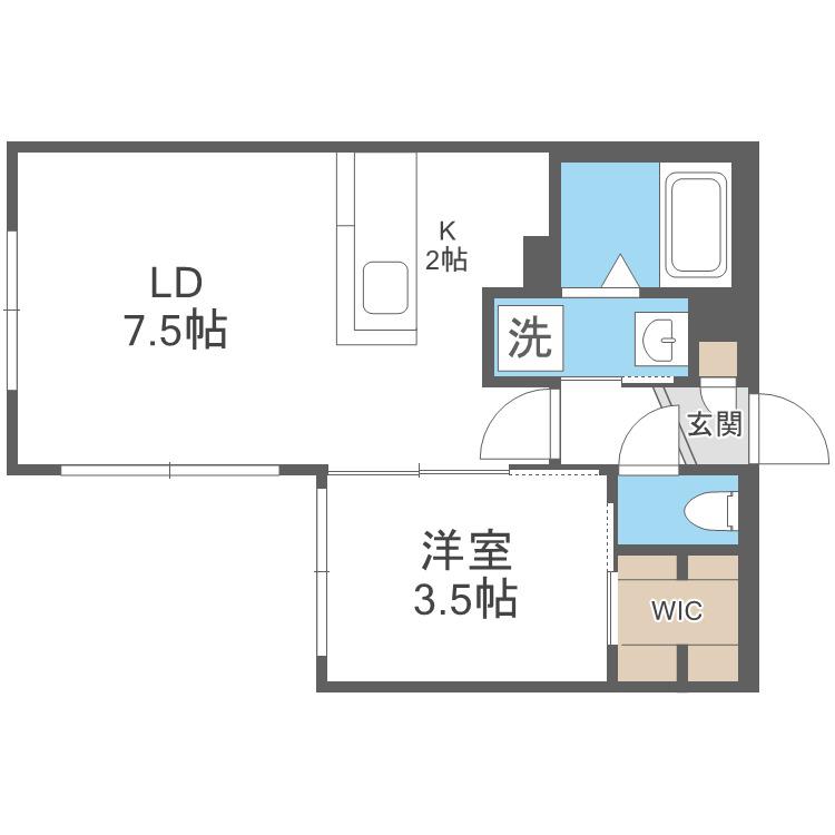 S-RESIDENCE厚別南(1LDK/4階)の間取り写真