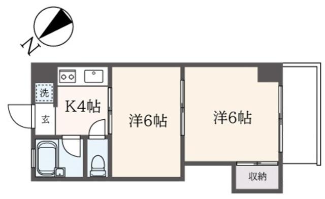 サンストーク(2K/6階)の間取り写真