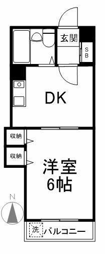 シーズーマンション(1DK/2階)の間取り写真