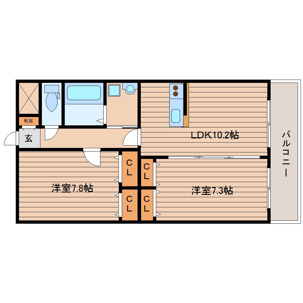 ナッツコート(2LDK/10階)の間取り写真