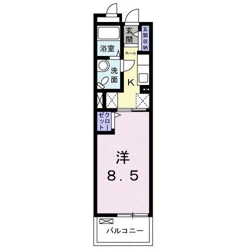 ブリリアント(1K/1階)の間取り写真