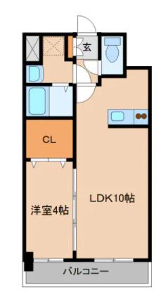ローゼンコート禄屋(1LDK/8階)の間取り写真