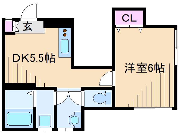 村上ハイツ(1DK/1階)の間取り写真
