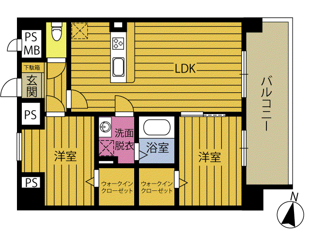 カクマサビル(2LDK/8階)の間取り写真