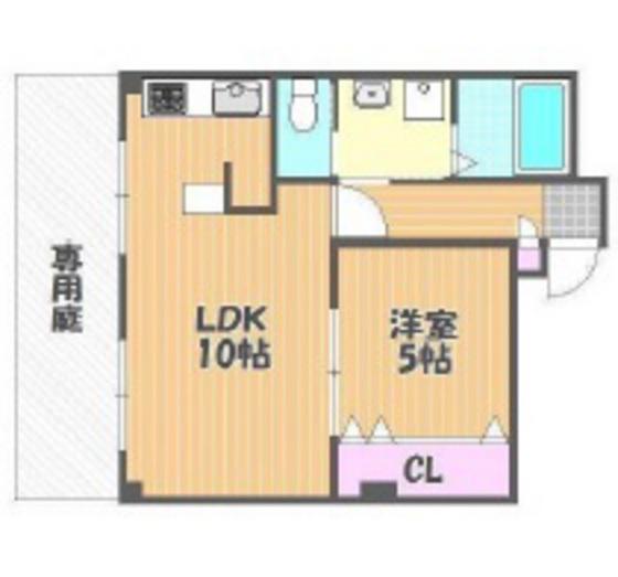 エスコ桑田マンションII(1LDK/1階)の間取り写真