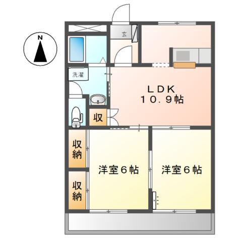 レジデンス町添(2LDK/1階)の間取り写真